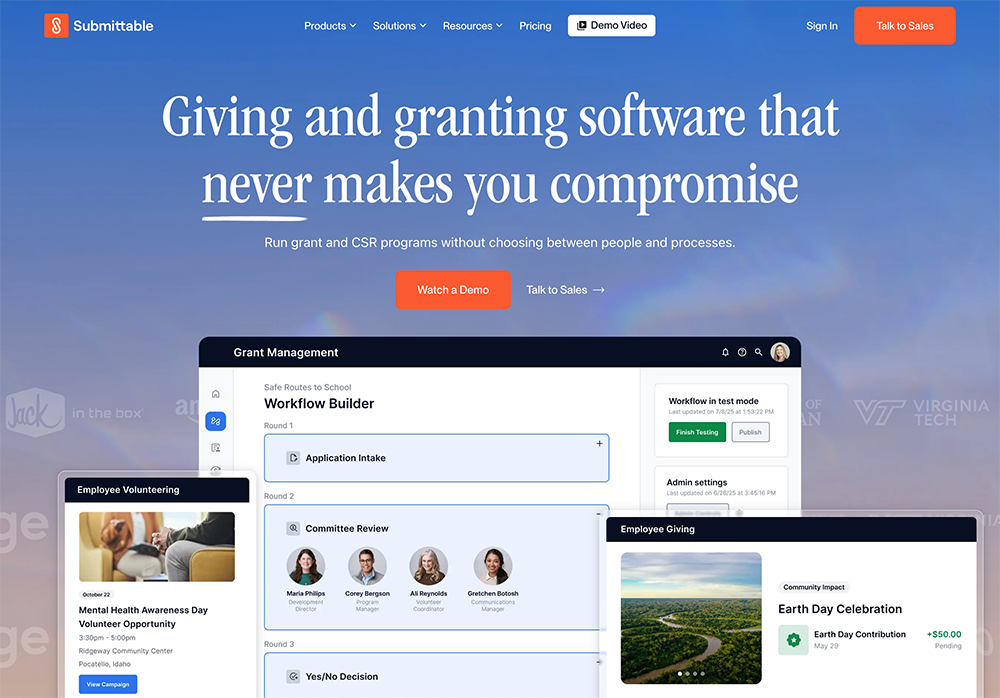 Submittable’s homepage.